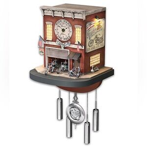 Motorcycle Garage Cuckoo Clock By Bradford Exchange Limited Edition